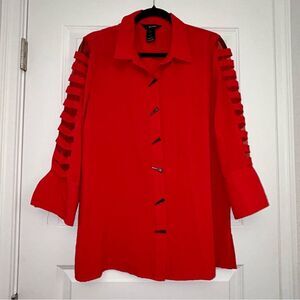 Ali Miles Decorative Button Front Lagenlook Tunic Top